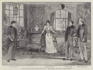 Escena de la nueva obra de Mr. Comyns Carr, Perdón, en el Teatro St James de William Douglas Almond